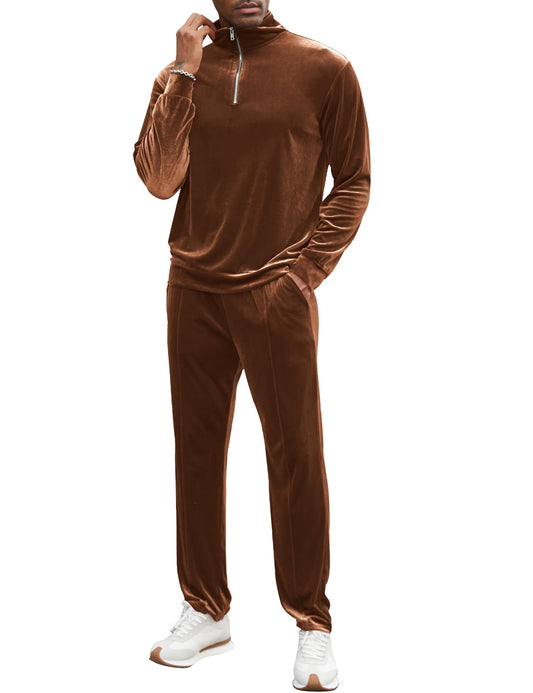 LecGee Men 2 Piece Outfit Tracksuit Quarter Zip Active Sweatsuit Athletic Casual Running Jogging Set Jogger Suit